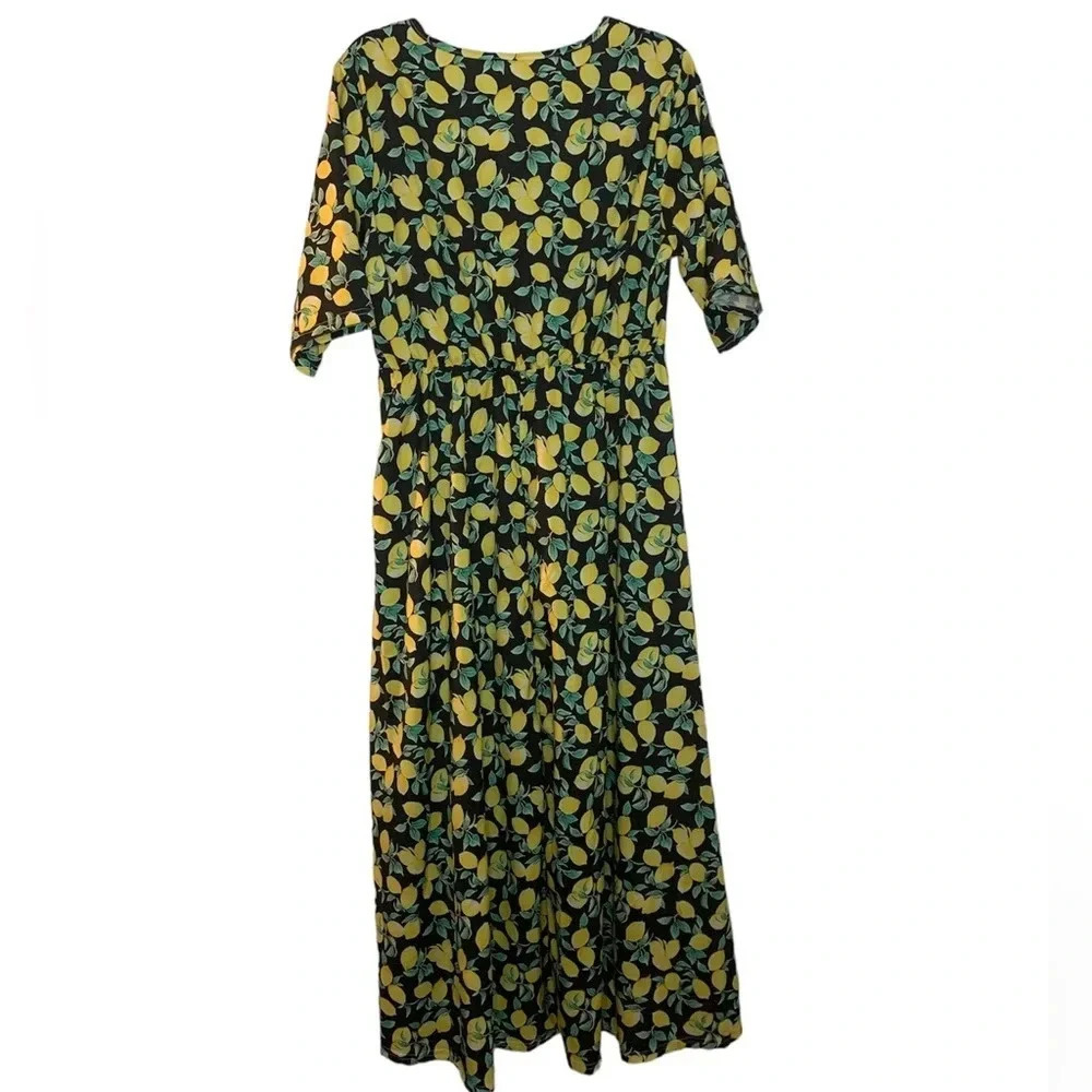 Faux Wrap High Low Lemon Dress - Picture 6 of 9